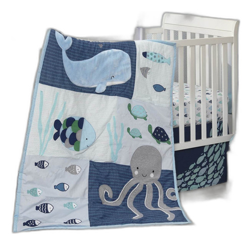 Lambs & Ivy Oceania Juego De Cama De Cuna Para Bebé De 6 Pie