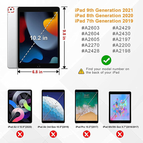 Sibeitu iPad 9th Generation Case 2021 10.2 Pulgadas Con Prot