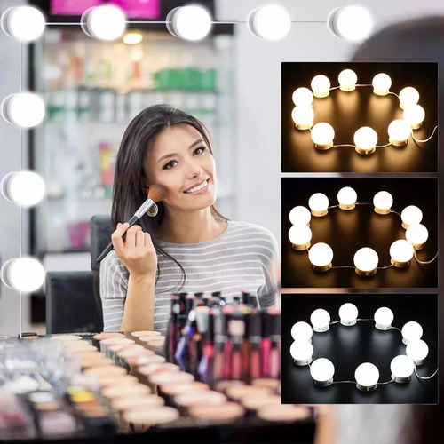 Pack X2 Luces Para Espejo Tocador Maquillaje 10led Bombillas