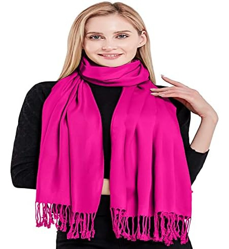 Cabezal De Estola Cj Hot Pink Color Sólido Chal Bufanda