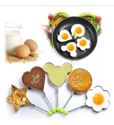 Divertidos Moldes Huevos Pancakes Panecillos Tortillas X 5