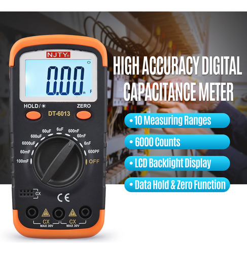 Medidor De Capacitância Lcd Njty 600pf-100mf 6000 Esferas