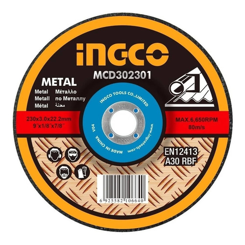 Disco De Corte Ingco 9'' Metal 2mm Corte  X20 Unidades