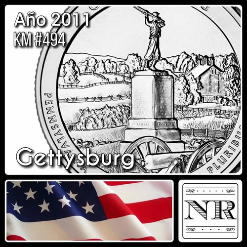 Imagen 1 de 5 de Estados Unidos - 25 Cents - Año 2011 - Parques - Gettysburg