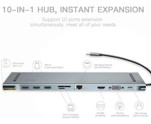 Hub Baseus Adaptador Type-c 10n1 Enjoyment Para Note E Mac