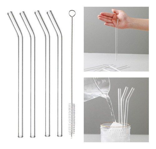 . 3 Paquete De 6 Pajitas De Vidrio For Sorber 3 Piezas