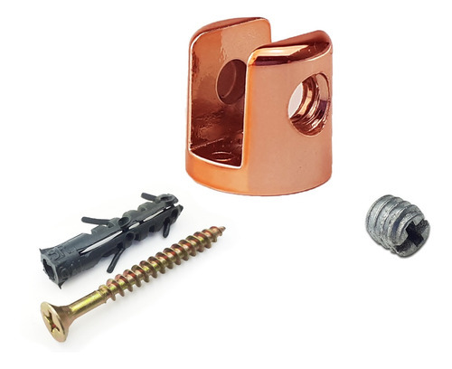 Kit 50 Suporte Fenda Para Vidro 6mm Cor Rosé Gold