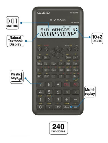 Imagen 3 de 10 de Calculadora Científica Casio Fx-82ms Garantia Oficial 2 Años