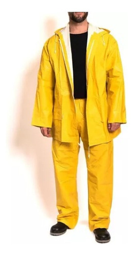 Capa Traje Lluvia Pvc Conjunto Chaqueta Y Pantalon Amarillo