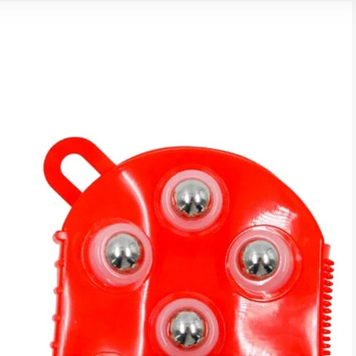 Luva Prática Massageadora Corporal Manual Com 7 Esfera Cor Vermelho