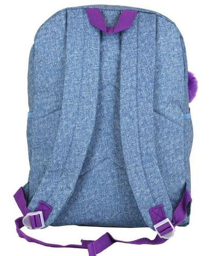 Mochila Jeans Patches Good Vibes Pompom 01822