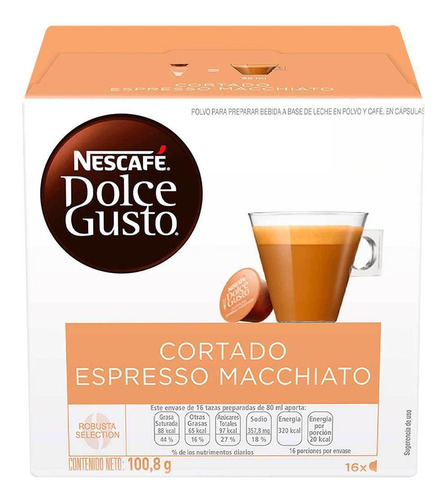  Café cortado espresso macchiato en cápsula Nescafé Dolce Gusto sem glúten