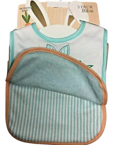 Paquete Set De 3 Baberos Pascua Coneja Bebé Unisex Bibs