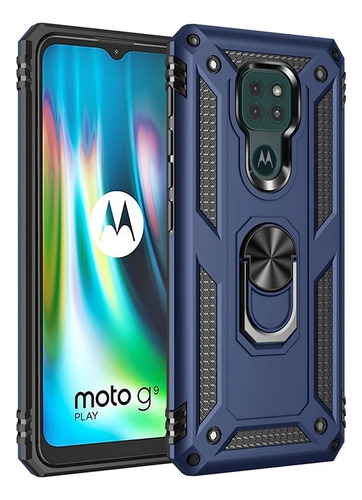 Funda Para Motorola Antigolpes Anillo Magnético De Uso Rudo Azul Moto Edge 50 Pro