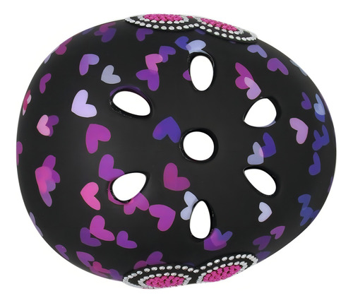Casco Bicicleta Bokeh Bling Corazones Negro Niña C-preme Talla 8