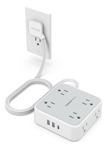 Regleta De 3 Cargadores Usb (1 Puerto Usb C), 8 Enchufes De