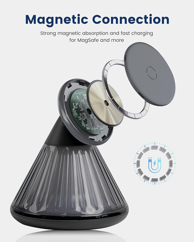 Cargador Rápido Mag-safe De 15 W, Lámpara De Mesita De Noche, Soporte De Carga Inalámbrico Magnético 3 En 1 Para iPhone Serie 16/15/14/13/12, Lámpara De Mesa Ideal Para Dormitorio, Sala De Estar