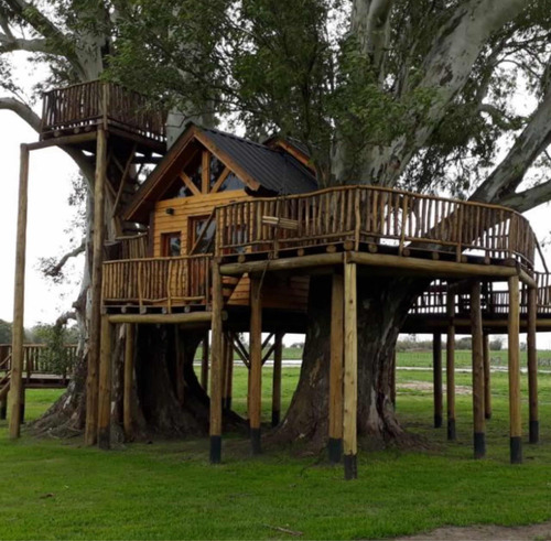 Casa En El Árbol De Madera Casita Del Árbol Infantil Juegos