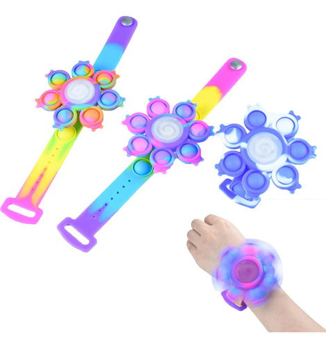 Juego De 3 Pulseras Fidget Toy, Diseño Pop It Bubble .