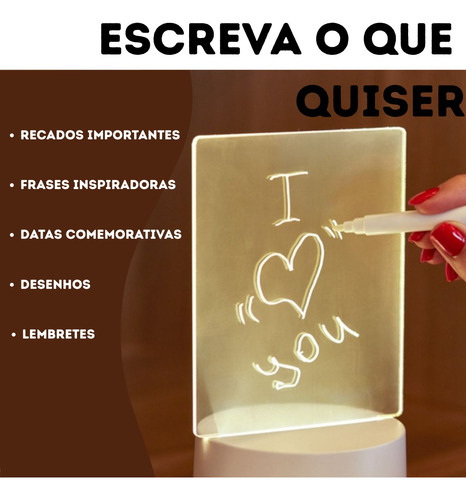 Kit 2 Luminárias Led De Escrever Com Caneta Lousa Mesa