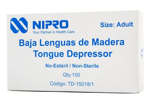 Baja Lenguas Madera Nipro 100 Unidades