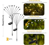Comprar 2 Lamparas Luces Navidad Solar Luciernaga Blanca 8 Bombillo