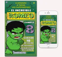 Comprar Tarjetas Invitaciones Digitales Personalizadas Hulk