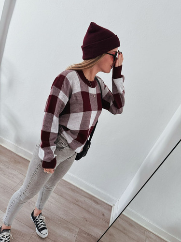 Sweater A Cuadros De Lana Vs Colores