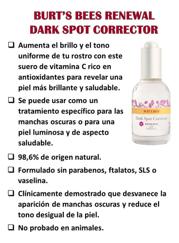 Burt's Bees Renewal Limpiador + Corrector De Manchas Oscuras