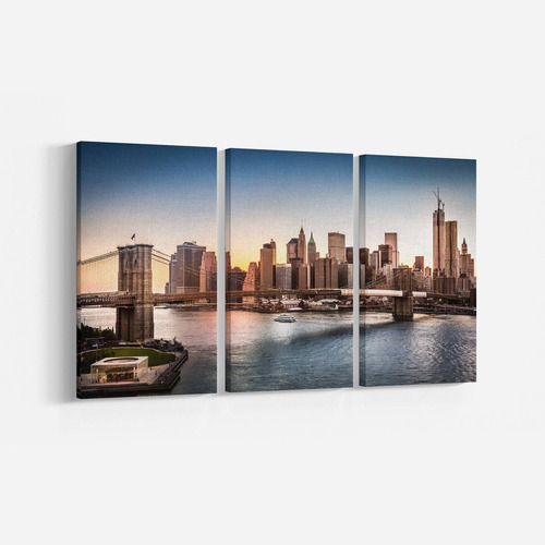 Cuadro Triptico Canvas Puente Brooklyn Nueva York 150x100