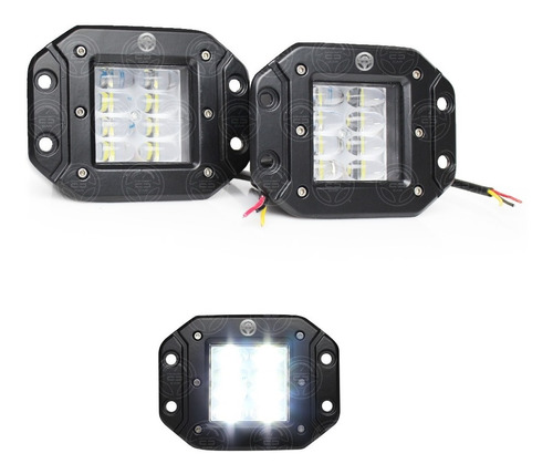 Par Faros 8 Led Lupa 5d Cuadrado Defensa Empotrable Estrob F