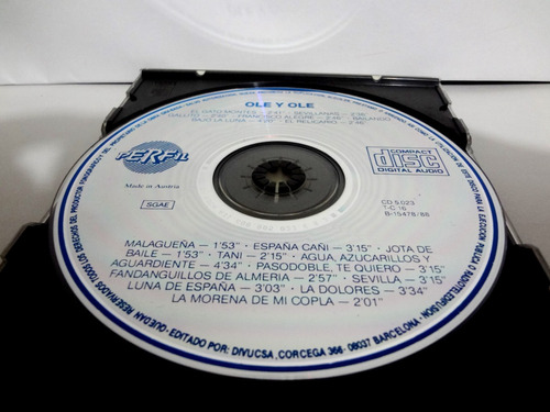 Cd Ole Y Olé - 1988 - Sin Portada Barcelona España