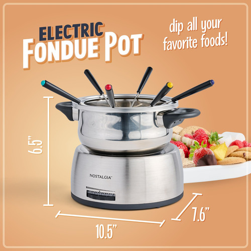 Set De Ollas Eléctricas Para Fondue Nostalgia De 1,5 L Con 6