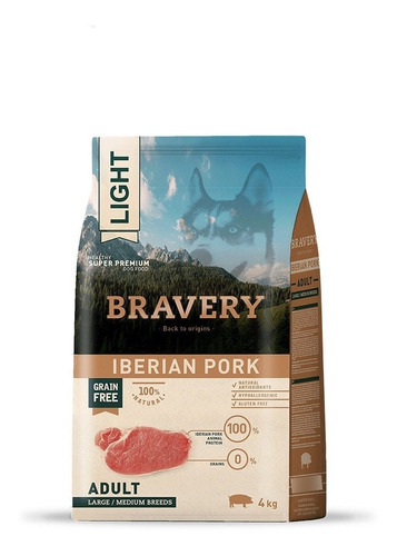 Alimento Perro Grande Light Adult Bravery Cerdo Ibérico 4kg