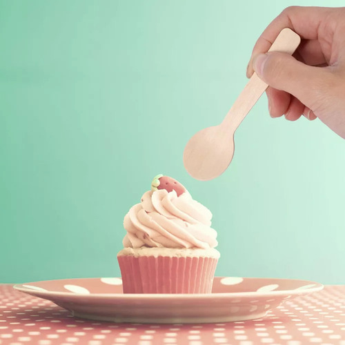 100 Cucharas Desechables De Madera Para Helado, 10 Cm