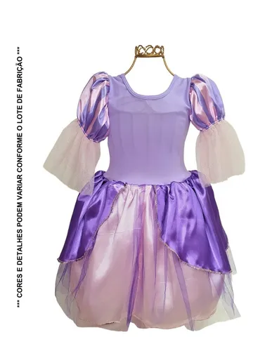 Fantasia Infantil Vestido Princesa Sofia Rapunzel Par Luvas e