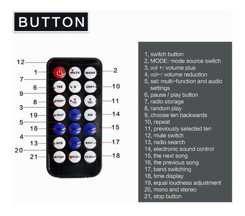 Reproductor Mp3 1 Din Auto Estereo Con Bluetooth Aux Usb