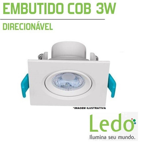 Kit 30 Spot Embutido Quadrado Led 3w Branco Quente - Ledo