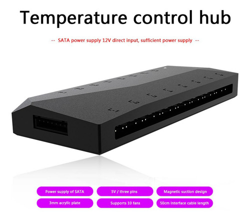 Controlador De Ventoinha Argb Hub Pwm 5v 3pin Externo De 8
