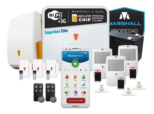 Kit Alarma Inalambrica Marshall 3 Gsm 3g App Para Celular Marshall App Alarma Marshall 3 Domiciliaria Casa Comercio
