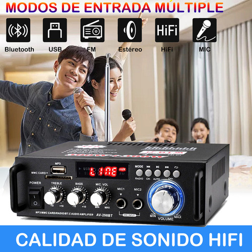 Amplificador De Audio Bluetooth Hifi Subwoofer Mini Economía Bt/fm/usb/sd/rca/mp3 Estéreo Sonidos Para Casa 600w Alta Potencia Con 2 Tomas De Micrófono Con Mando A Distancia