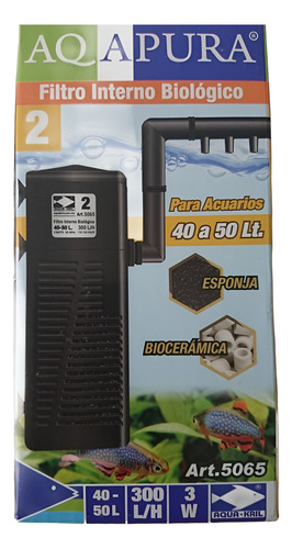 Filtro Sumergible De Poder Para Acuarios De 40 A 50 Litros