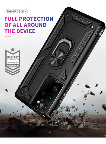 Funda Uso Rudo Para Galaxy S21 Ultra Carcasa+ Hidrogel Mica Negro Samsung Galaxy S21 Ultra