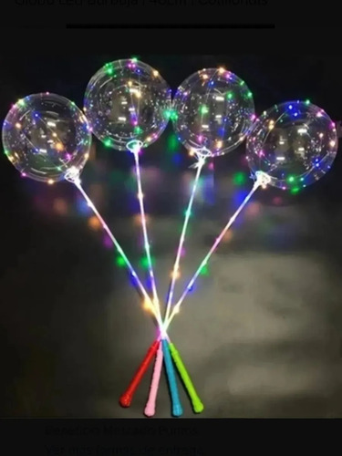 50 Globos Burbuja Con Luces Y Varillas