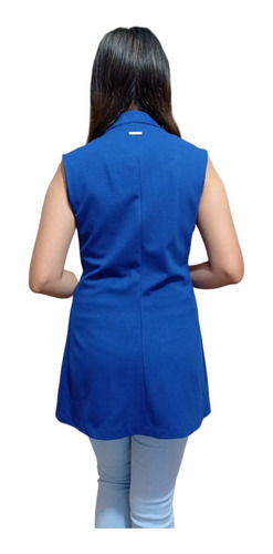 Imagen 4 de 10 de Chaleco Tipo Blazer Largo Para Mujer Casual Formal