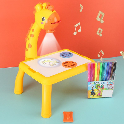 Mesa De Proyección Para Niños Con Dibujos Juguete Proyector Amarillo