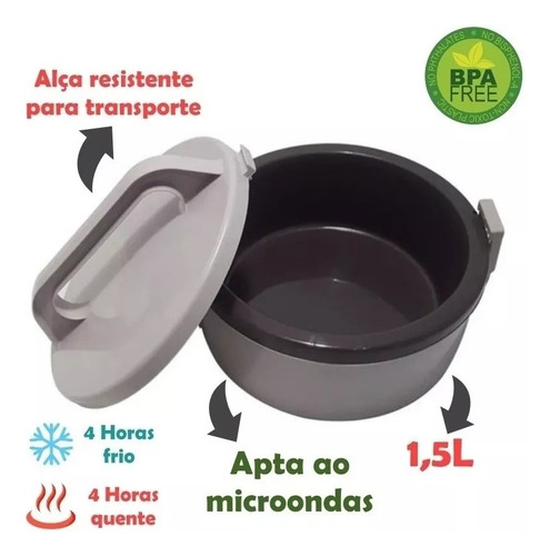Kit Marmita Simples 3pçs Preta Tekcor De Andar 1,5 L Soprano