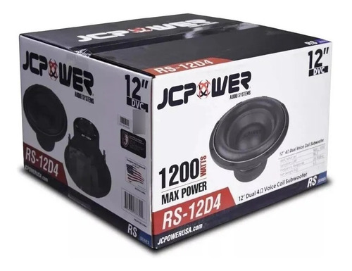 Subwoofer De 12 Plg Jc Power Rs-12d4 Doble Bobina 600w Color Negro
