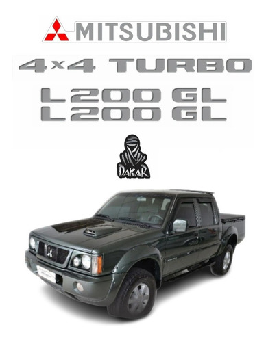 Kit Adesivos Resinados Para L200 4x4 Turbo Gl Dakar 17966 Cor PRATA