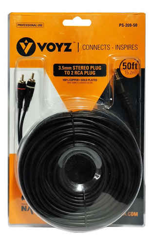 Cable Plug Stereo 3.5mm A 2 Plug Rca 15m Ps-209-50 Voyz